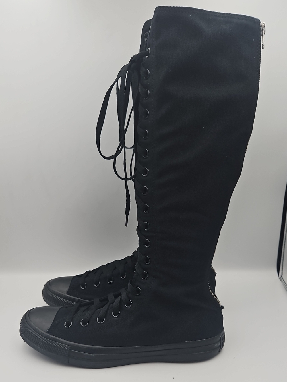 Converse Black Knee-High Lace-Up Canvas Boots